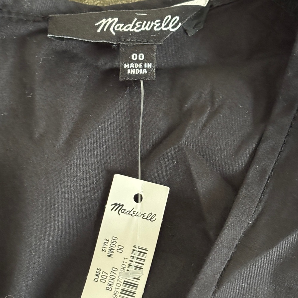 NWT Madewell V-Neck Black Midi dress Circle skirt A line fit & flare sleeveless - Picture 8 of 15